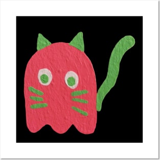 Boo ghost cat halloween Posters and Art